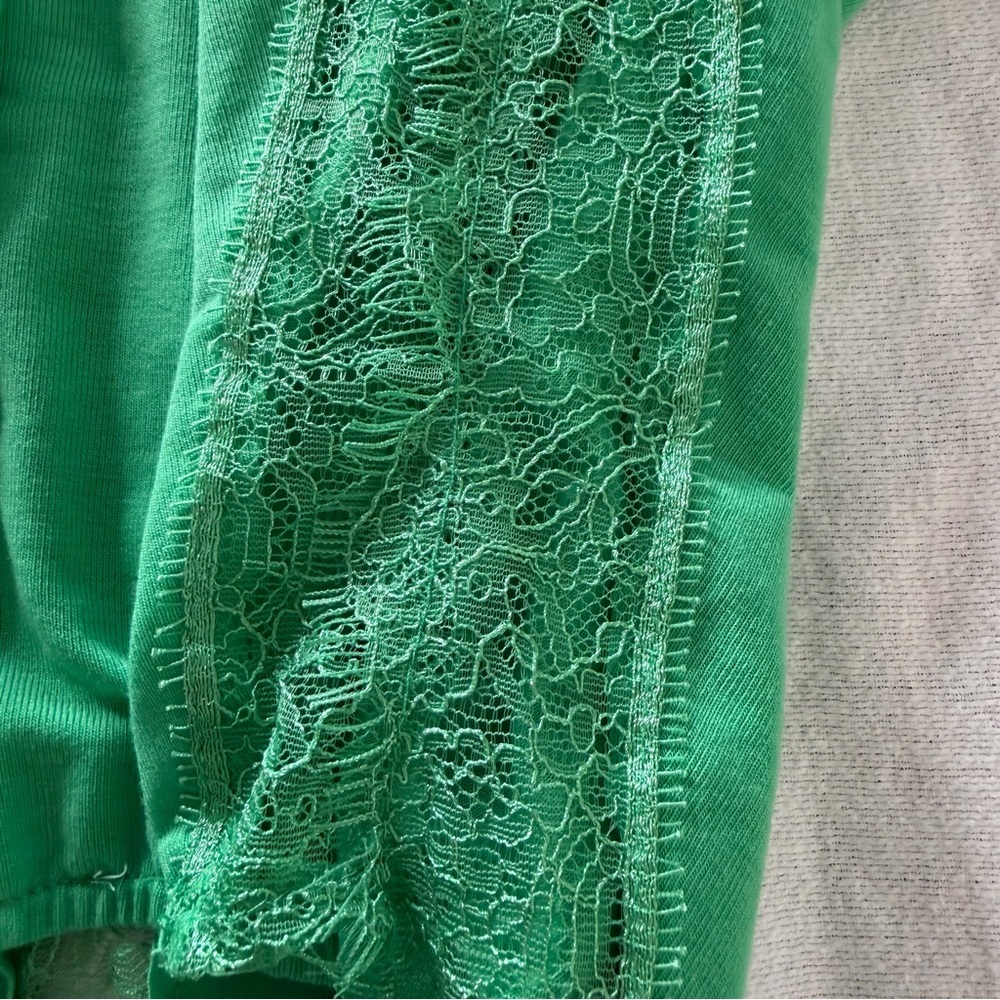 POL Green Lace Trim Tank Small Boho Flowy Drapey Casual Festival Camisole - Picture 10 of 11